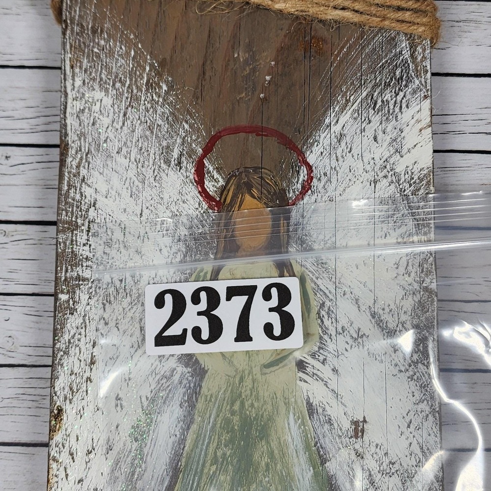 Handmade Wood Angel Wall Plaques Set Of 2 Rustic Primitive Religious Decor - Picture 9 of 9